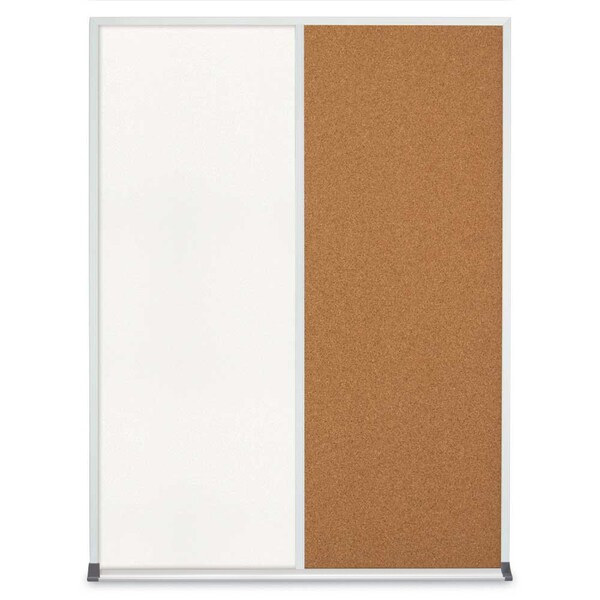 United Visual Products Double Door Radius Plus Corkboard, 48"X UV8003PLUS-BLACK-BLACK - main